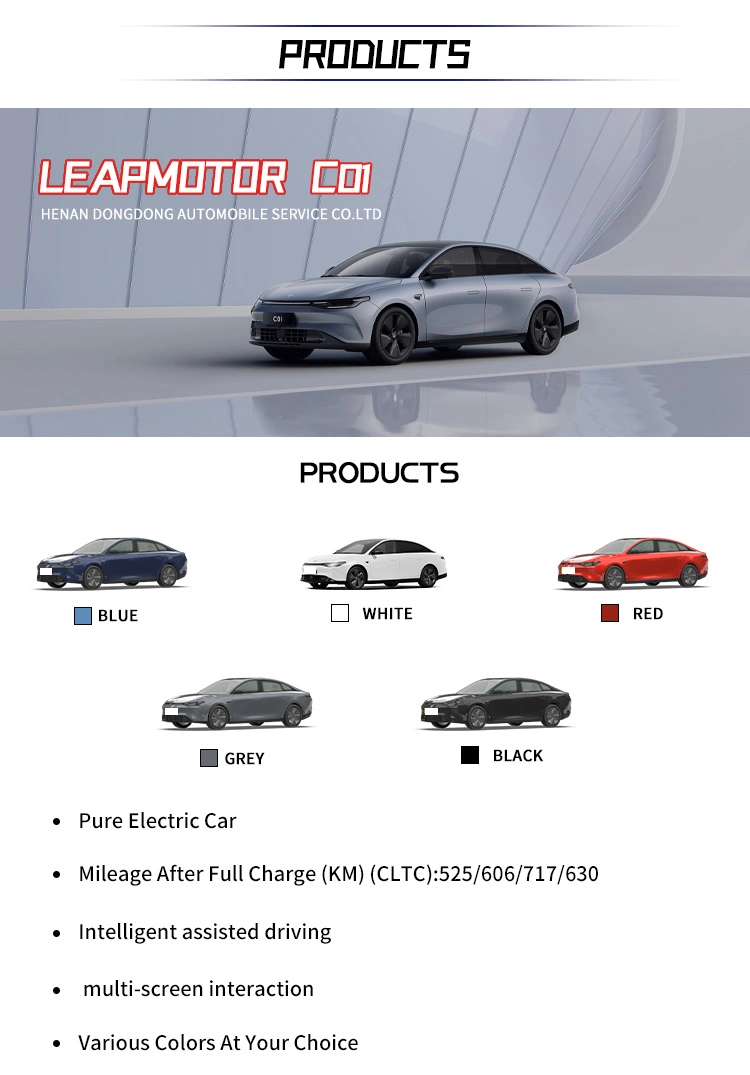 Factory Price Chinese Automotive Electric Leapmotor C01 2022 4WD Dual Motor Performance Version 630 Km Four Wheeler for Sale